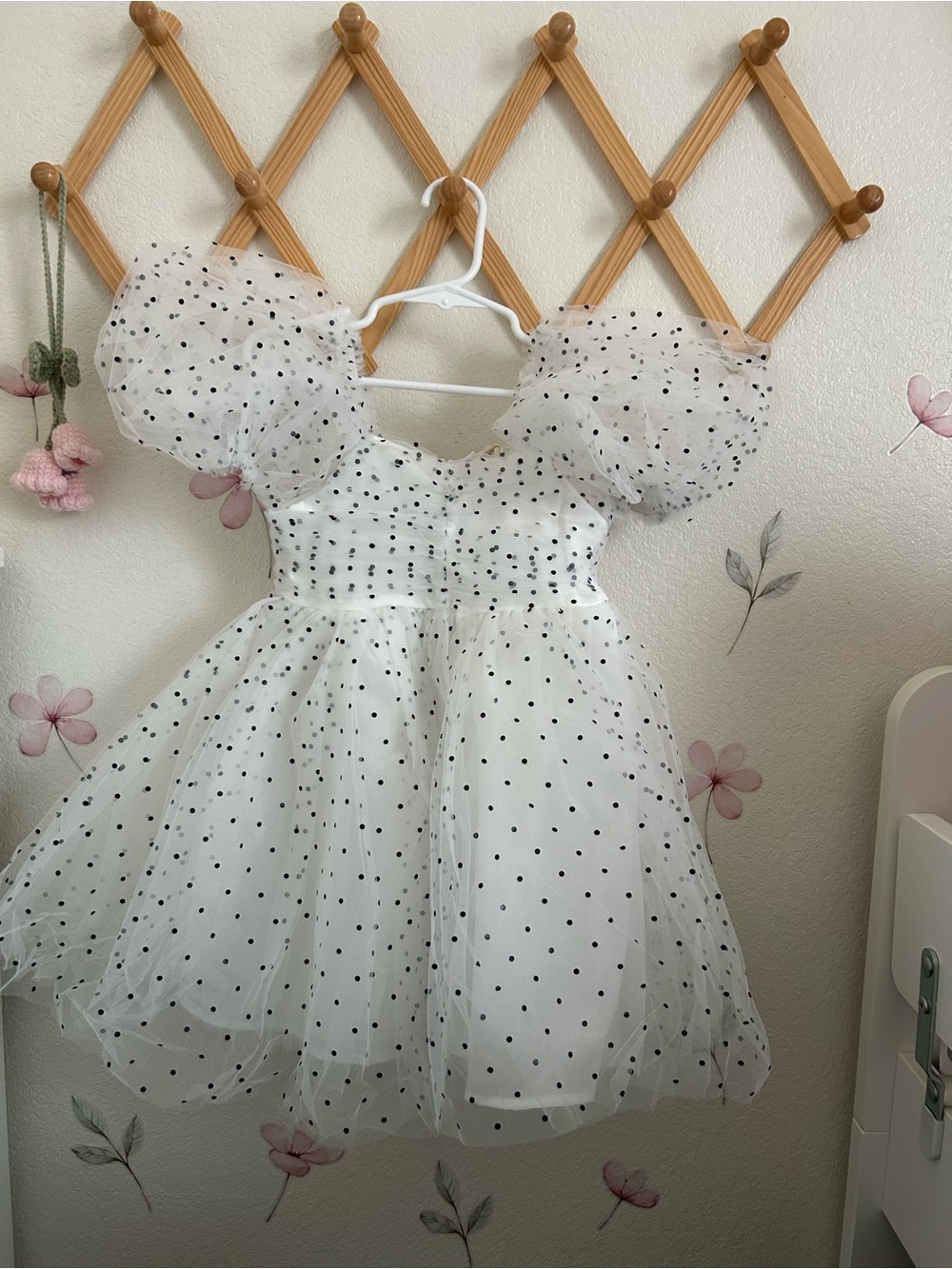 Jessica Simpson White Tulle Dress with Black Polka Dots